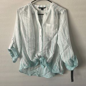 ZAC AND RACHEL PETITE M OMBRÉ FRONT TIE BLOUSE NEW WITH TAGS